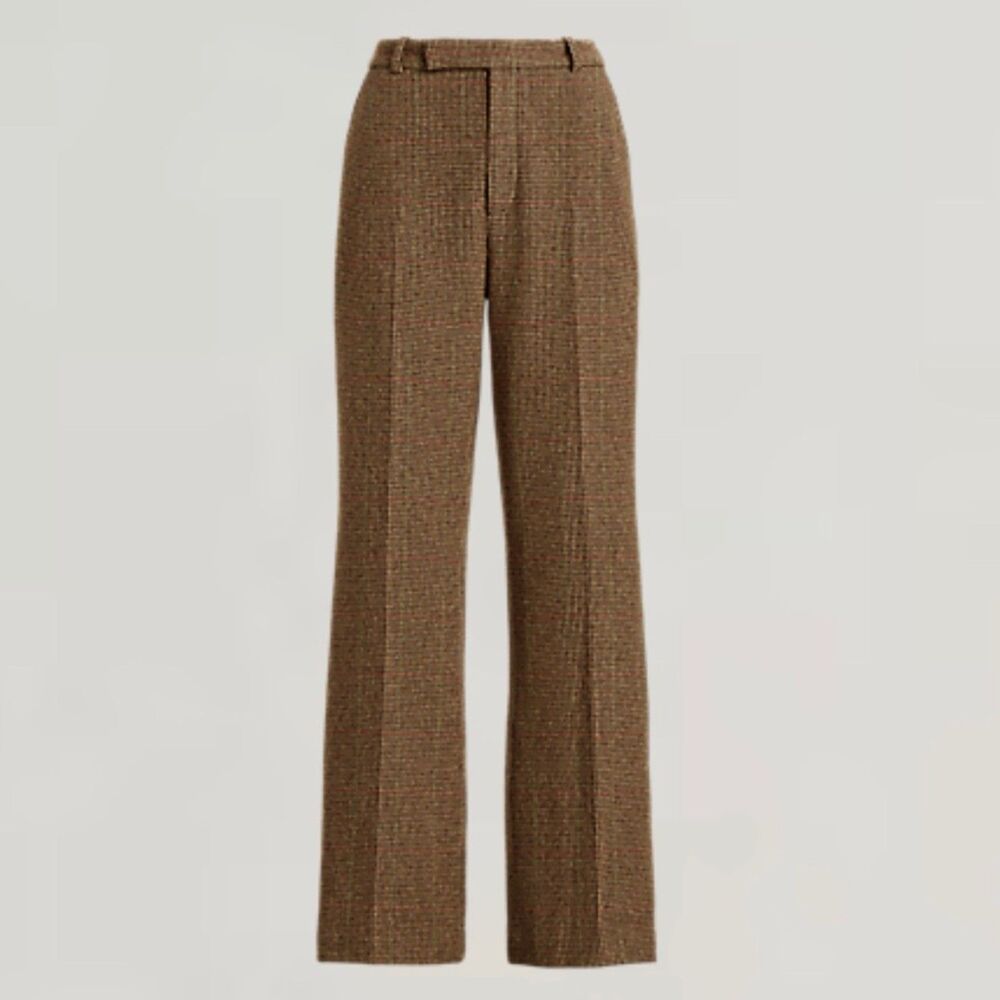 Polo Ralph Lauren Women's Pants Tweed Wide Leg Stretch Wool Made Portugal $398